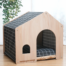 MEONGMOONGS 犬用可拆洗實木狗窩 黑色