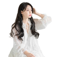 Gabalnara 女用半頂假髮 長髮層次浪漫燙, 深黑色, 1個