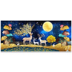 KMELLIE AB + 方形 3D 鑽石畫 DIY 套組 120 x 50 cm, 黃金月國獐, 1套