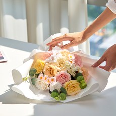 메종드플로레 비누꽃 시들지 않는 사랑스러운 기념일 졸업식 생일 꽃다발 + 쇼핑백, 미스티핑크, 1개