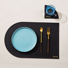 비비드 테이블 매트 세트, 블랙, 45 x 30 cm, 12 x 12 cm, 1개