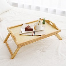 TREESTORE 原木折疊式床邊托盤, 原木色