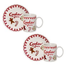 居家派對復古餅乾陶瓷圓盤+馬克杯組, 混合顏色, 圓盤+馬克杯, 2套