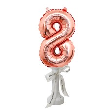 Pang Party 81cm 數字氣球 + 支架 + 緞帶 玫瑰金 套組, 1套