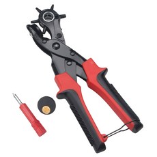 MONACO OLIVE 圓形6孔皮革打孔器 附帶螺絲刀, 紅色, 1入