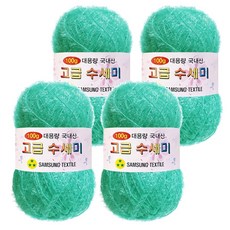 Yarna 100g 大容量高級菜瓜布編織線 4入 + A款印刷圖案 8種組合, 164 薄荷, 1套