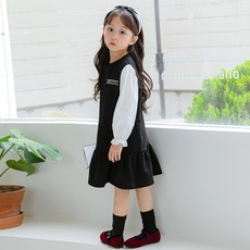 Lala Amang 女童款粗花呢白泡泡袖連身裙