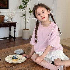 Starbean 女童蝴蝶結印花寬鬆短袖T恤