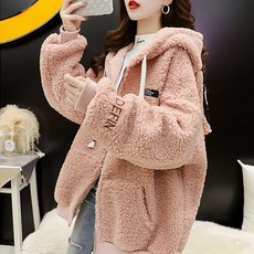 루나글램 토끼 후드 뽀글이 플리스 기모 재킷 sgx232