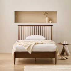 삼익가구 소렌드 원목 침대 프레임 + 슬립웰 파워 본넬스프링 매트리스 세트 방문설치, 월넛(프레임), 아이보리(매트리스)