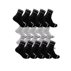 PGA 高爾夫緩衝中筒襪 2款 x 10雙組 PGA-15, 黑色, 灰色