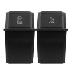 AllULiving 大容量回收分類垃圾桶 40公升 x 2入, 黑色