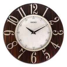 Seiko 精工 大尺寸立體數字木質外殼滑動式秒針靜音掛鐘 QXA800Z, 灰白色 + 咖啡色
