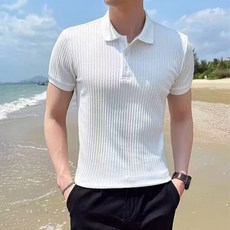 男士 DM Cane 條紋翻領針織衫