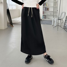 디어로라 여성용 H라인 트임 롱 밴딩 스커트 DYSK009