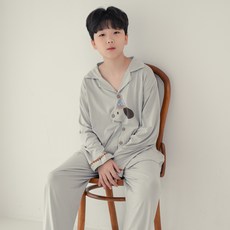 CocoDream 兒童款毛線帽小狗襯衫領長袖睡衣上下套裝