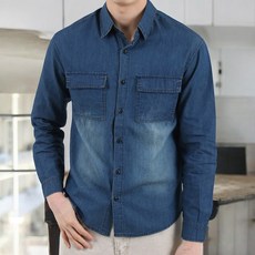 보이투맨 남성용 슬림핏 워싱 청남방 데님 셔츠 NCC116