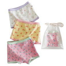 ZYZ 女童春日花瓣四角內褲3件組 + 收納袋套組