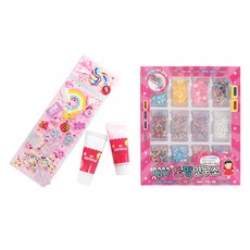 2Youngdesign DIY鉛筆盒裝飾+方形鉛筆盒+奶油膠組 12入, 隨機出貨, 1組