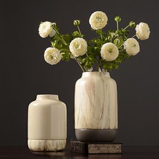 PAGE127 大理石紋造型花瓶 C款, 象牙色+灰色