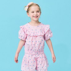 Lala Amang 女童款迷你花朵荷葉領襯衫