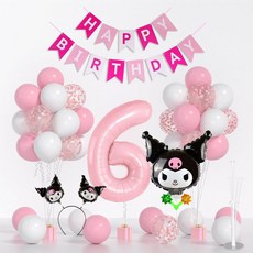 BYOORABYOO 角色生日派對氣球組, 1套, 三麗鷗 酷洛米 數字6