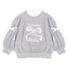 hejmini 兒童蕾絲蝴蝶結褶皺刷毛T恤