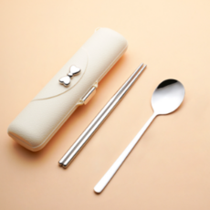 餐具組, 1套, 黃色, 湯匙 + 筷子 + 收納盒