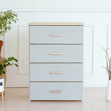 보노하우스 모나코 우드상판 서랍장, 그레이, 4단