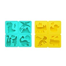 사각 애니멀 실리콘 얼음틀 2p, 옐로우, 민트, 2개