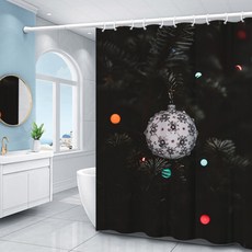Floz 冬季聖誕系列設計浴室浴簾 A05 90 x 180 cm + 掛鉤, 1套
