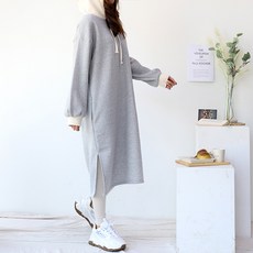 PANG PANG SHOP 長版純色連帽孕婦連身裙