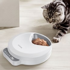 ROJECO 寵物4格乾濕兩用自動餵食器 1.05kg, 1個, 白色, 960ml