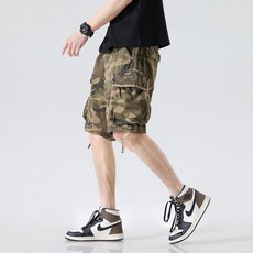 男士棉質彈性軍裝風鬆緊帶工裝短褲 NXM019