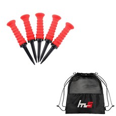 NAYASTYLE 高爾夫球釘 5入 + 專用收納袋套組 GFYP-179-2PU, 紅色(高爾夫球釘), 混色(收納袋)