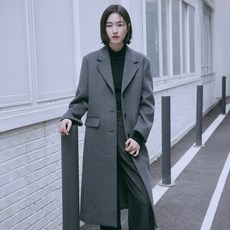 마인드브릿지 여성용 두굿 싱글 캐시미어 롱 코트 MZCA8201