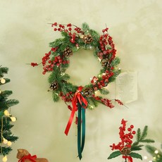 聖誕富貴莓LED大花圈組, 混合色, 1套