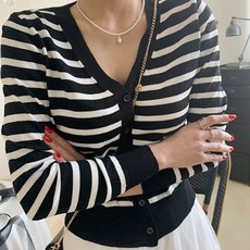 NANING9 女款 Conveo 條紋針織外套