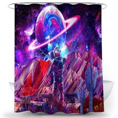 行星圖案浴簾 TYPE 12 180 x 200 cm, 1個, 多色(混色)