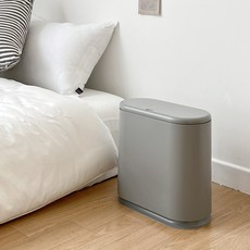 韓國製一鍵式纖薄圓形垃圾桶, 灰色