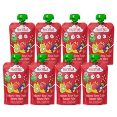 FRUCHTBAR 孩童綜合果泥, 草莓水梨葡萄香蕉燕麥口味, 8包