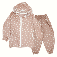 BEBE CHOUETTE 嬰幼兒童粉彩圓點雨衣 + 防水褲套組