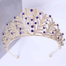 Estella 全新華麗珠飾亮點自助婚紗皇冠 XXX006, 1個, 金藍色
