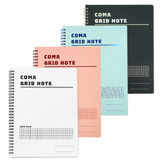 Tucobi Coma Grid Note Spring A5 4 件套, 白色、黑色、天空、粉色, 1組