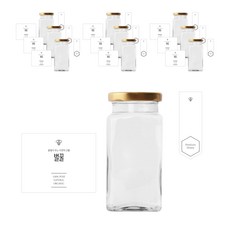 Square Herb Rug 蜂蜜罐 300g + 金蓋 + 簡易蜂蜜貼紙 L + 密封貼紙, 10組