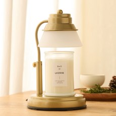 에인디 국내산 타이머 캔들워머 + 소이캔들 370g 세트, 라벤더, 골드