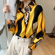 Lemon Soul 垂墜感圖案翻領長袖罩衫