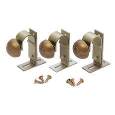 鋁製窗簾桿高度調節支架 25mm 3入+螺絲 6入組, 金色, 1套