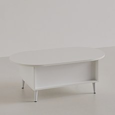 스칸디무드 국내제조 몽브 타원형 리프트업 테이블 1000 방문설치, 화이트