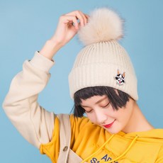 NAYA STYLE 男女款針織毛帽 DJBG-70-4, 象牙白色